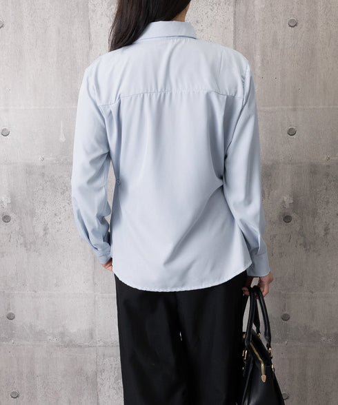 サイドボタンタックシャツブラウス長袖春服 レディース オフィスカジュアル シャツ ウエストシェイプ ブラウス 襟付き 着やせトップス おしゃれ 秋服 30代40代 24TPS-079