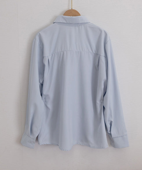 サイドボタンタックシャツブラウス長袖春服 レディース オフィスカジュアル シャツ ウエストシェイプ ブラウス 襟付き 着やせトップス おしゃれ 秋服 30代40代 24TPS-079