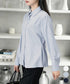 サイドボタンタックシャツブラウス長袖春服 レディース オフィスカジュアル シャツ ウエストシェイプ ブラウス 襟付き 着やせトップス おしゃれ 秋服 30代40代 24TPS-079