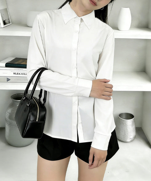 サイドボタンタックシャツブラウス長袖春服 レディース オフィスカジュアル シャツ ウエストシェイプ ブラウス 襟付き 着やせトップス おしゃれ 秋服 30代40代 24TPS-079