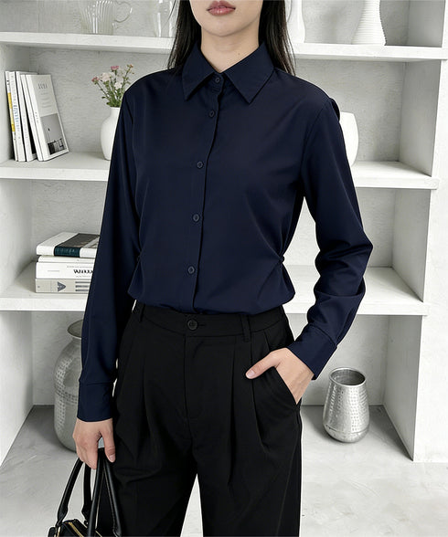 サイドボタンタックシャツブラウス長袖春服 レディース オフィスカジュアル シャツ ウエストシェイプ ブラウス 襟付き 着やせトップス おしゃれ 秋服 30代40代 24TPS-079