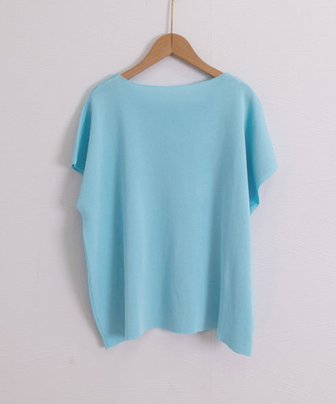 サマーニットトップス ワンショルダー夏服 レディース カジュアル ニットトップス 体型カバー ニットソー シンプル 夏トップス 無地大人カットソー 着回しトップス 24TPS-086