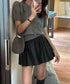 リボン付きニットトップスクルーネック夏服 レディース 大人可愛いニットセーター コンパクト 半袖ニットソー 韓国風 ニットトップ パフスリーブ 着やせ夏トップス 24TPS-088