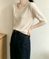 ニットトップス レディース 韓国風春夏服 vネック 5分袖サマーニット オフィスカジュアル ニットソー おしゃれ ニットプルオーバー 着やせ 大人通勤服 きれいめ 24TPS-089