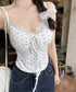 カップ付きキャミソール ドット柄 夏服 レディース 胸元ギャザー ブラトップキャミ フロントリボン エレガントレース付きキャミ フィット感 大人可愛いインナー 24TPS-091