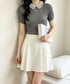 レース襟付きニットトップス フェミニン サマーニット レディース 大人可愛い夏服 着やせトップス オフィスカジュアル ニットプルオーバー コンパクト ニットソー 24TPS-093
