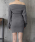 ニットワンピースオフショルダーワンピース レディース ボタンデザイン リブワンピース 大人可愛い ショート丈ワンピース セクシーワンピース 着やせ セータードレス 24WPS-003