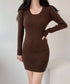 リブニットワンピース タイトワンピース レディース 韓国風 ミニワンピース きれいめ 重ね着ワンピ 大人カジュアル ベーシックワンピース 普段使いショートワンピ 24WPS-004