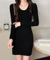 リブニットワンピース タイトワンピース レディース 韓国風 ミニワンピース きれいめ 重ね着ワンピ 大人カジュアル ベーシックワンピース 普段使いショートワンピ 24WPS-004