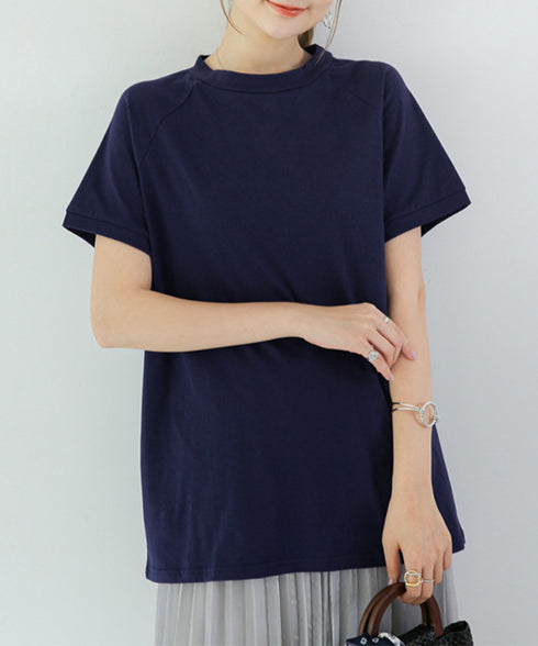 ボーダーTシャツ 半袖チュニックTシャツ 綿混tシャツ クルーネックカットソー プルオーバー着やせ夏トップス おしゃれカジュアル シンプルロングtシャツ ゆったり 2CHENFAN-001