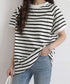 ボーダーTシャツ 半袖チュニックTシャツ 綿混tシャツ クルーネックカットソー プルオーバー着やせ夏トップス おしゃれカジュアル シンプルロングtシャツ ゆったり 2CHENFAN-001