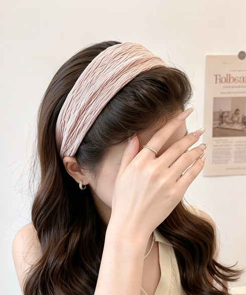 プリーツワイドカチューシャ幅広ヘアバンド 韓国風ボリュームカチューシャ小顔見え 大人可愛い人気髪飾り ヘアアレンジ小物 ターバン風カチューシャ きれいめヘアアクセ 2CL-001