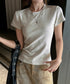 Tシャツ レディース フィットカットソー レディース クルーネックtシャツ 細見え夏服 ストレッチトップス シンプル 着回し タイトtシャツ 半袖カットソー無地 2DYYT-001