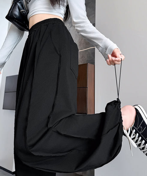 ワイドスウェットパンツ フロントライン レディース ドレープ感 ストレートパンツ ウエストゴム ゆったり ロングパンツ カジュアル楽ちんイージーパンツ美脚 2FZHE-005