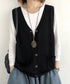 ニットベスト レディース 前開きチョッキ ポケット付きニットジレ Vネック ノースリーブニットトップス カジュアル レトロ ニットタンク 体型カバー春秋服 韓国風 2HUANYI-002