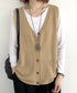 ニットベスト レディース 前開きチョッキ ポケット付きニットジレ Vネック ノースリーブニットトップス カジュアル レトロ ニットタンク 体型カバー春秋服 韓国風 2HUANYI-002