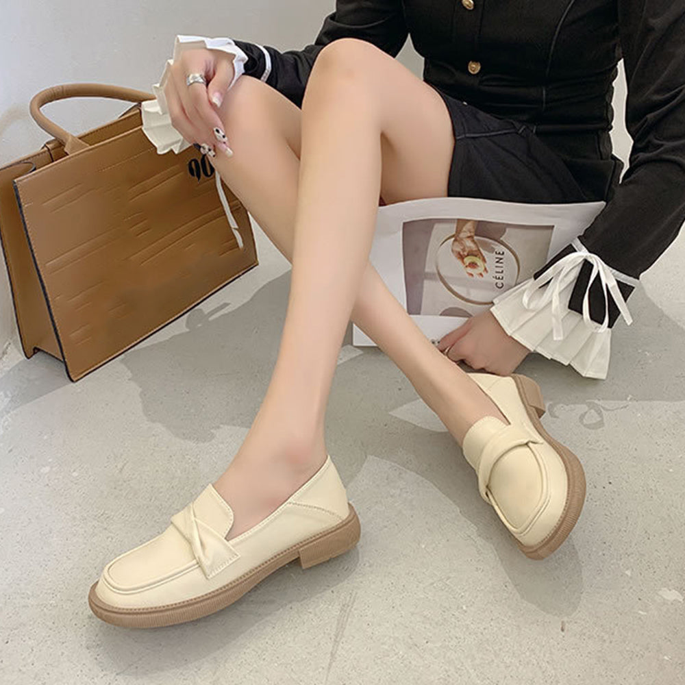 ローファー レディース パンプス 厚底靴 アイボリー