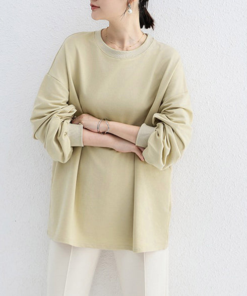 ボーダーtシャツ レディース 長袖ロンT ラウンドネック ゆったり 着やせプルオーバー 韓国 おしゃれカットソー 体型カバートップス チュニック無地 春秋冬着回し 2RIRI-001