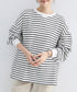 ボーダーtシャツ レディース 長袖ロンT ラウンドネック ゆったり 着やせプルオーバー 韓国 おしゃれカットソー 体型カバートップス チュニック無地 春秋冬着回し 2RIRI-001
