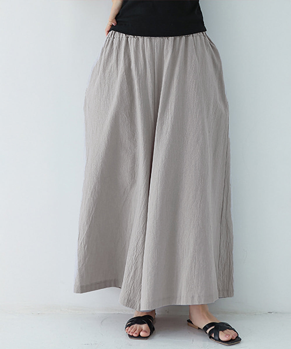 リラックスワイドパンツ キュロットパンツ ライトグレー