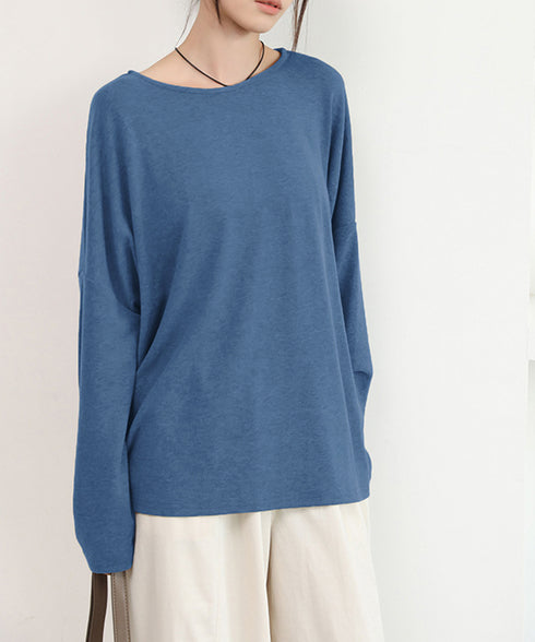 ドルマンスリーブロンTゆったりカットソー レディース オーバーサイズロングTシャツ 落ち感秋服 大人可愛いプルオーバー クルーネックトップス長袖 抜け感体型カバー 2SHENSHI-002