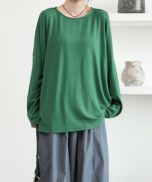 ドルマンスリーブロンTゆったりカットソー レディース オーバーサイズロングTシャツ 落ち感秋服 大人可愛いプルオーバー クルーネックトップス長袖 抜け感体型カバー 2SHENSHI-002