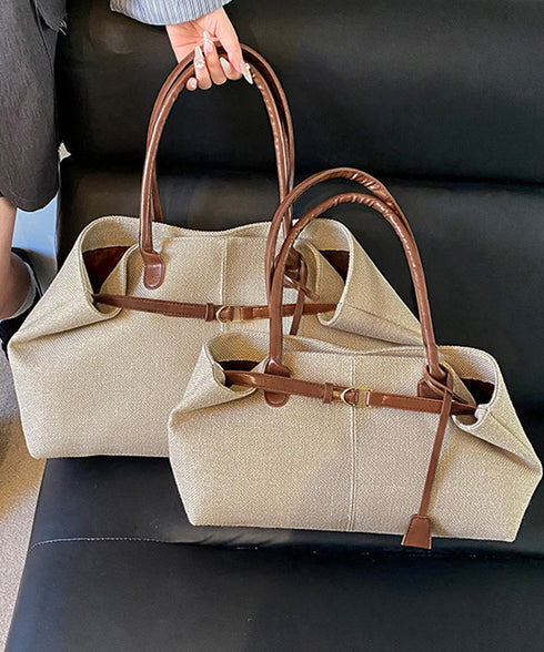 キャンバストートバッグ横長ベルトデザイン A4肩掛けカバン レディース大容量 大人可愛い通勤バッグ オフィスカジュアル ハンドバッグ おしゃれ スクエアバッグ横型 2TIAN-023