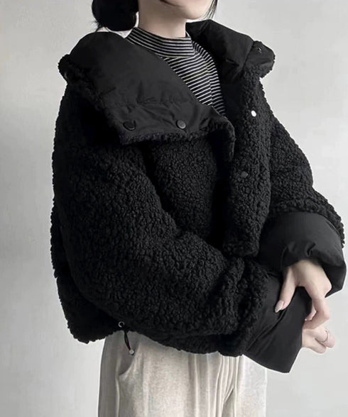 ボアブルゾン リバーシブル中綿ジャケット クロップド エコダウンジャケット ショート丈中綿コートレディース ふわふわ ボアアウター暖かい 韓国風 防寒冬服ゆったり 2TNIAO-002