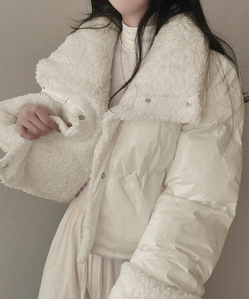 ボアブルゾン リバーシブル中綿ジャケット クロップド エコダウンジャケット ショート丈中綿コートレディース ふわふわ ボアアウター暖かい 韓国風 防寒冬服ゆったり 2TNIAO-002