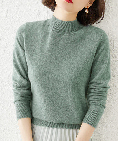 プチハイネックニットトップス レディース 大人可愛い 長袖ニットソー シンプル ニットインナー 秋服 着回しニットウェア きれいめ 無地 ベーシックニット 春秋冬 2XUAN-005