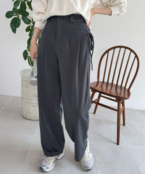 ワイドパンツレディースハイウエスト韓国風 イージーパンツ 体型カバー おしゃれロングパンツ ストリート ゆったり カジュアル ボトムス タック入り スラックス無地 2YIGULI-022