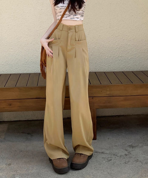 ワイドスラックスハイウエストタックパンツ きれいめ美脚脚長スラックスレディース 細見えロングパンツ 落ち感ワイドパンツ 無地イージーパンツ 通勤オフィスカジュアル 2YIGULI-039