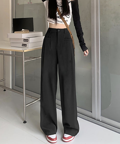 ワイドスラックスハイウエストタックパンツ きれいめ美脚脚長スラックスレディース 細見えロングパンツ 落ち感ワイドパンツ 無地イージーパンツ 通勤オフィスカジュアル 2YIGULI-039