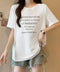 ロゴtシャツ 半袖 サマートップス韓国風 英字ロゴカットソー ラウンドネック 着やせプルオーバー おしゃれカットソー 体型カバートップス 大人カジュアル Tシャツ 2YIKE-003