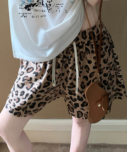 総柄ショートパンツルームウェアパンツ夏用 パジャマズボン 薄手部屋着ボトムスゆったりショーパンチェック柄ハーフパンツ 迷彩柄リラックスパンツ 楽ちんヒョウ柄短パン 2YIKE-013