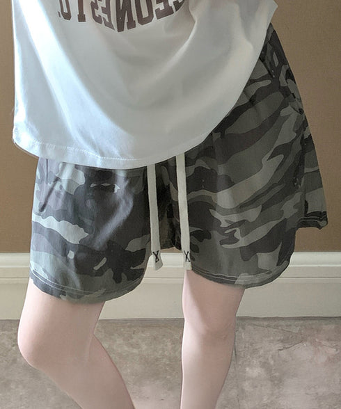 総柄ショートパンツルームウェアパンツ夏用 パジャマズボン 薄手部屋着ボトムスゆったりショーパンチェック柄ハーフパンツ 迷彩柄リラックスパンツ 楽ちんヒョウ柄短パン 2YIKE-013