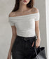 オフショルTシャツ 胸元ドレープトップス レディース ワンショルダーtシャツ サイドギャザー入り半袖カットソー着やせ 夏涼しいタイトTシャツ薄手カットソー 韓国風 2YIKE-014