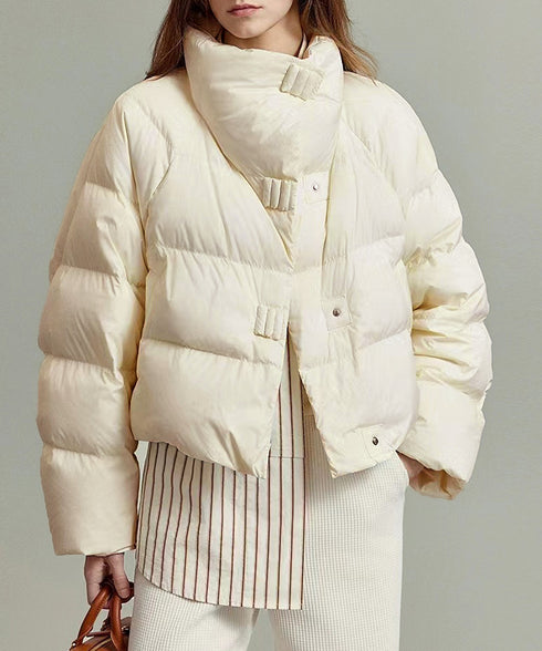 ダウンジャケット エコダウンブルゾン中綿 ショート丈冬アウター レディース 暖かい中綿ジャケット スナップボタン キルティングフェイクダウンコート 防風防寒着保温 2YIMENG-001