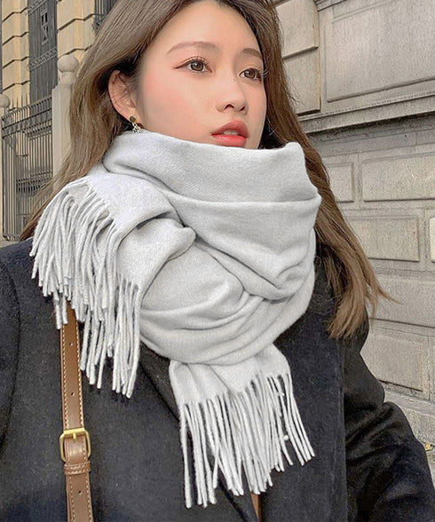 韓国マフラー カシミヤタッチ大判ストール 10色 フリンジマフラー レディース 暖かいマフラー 無地 高見え 韓国ファッション プチプラ ひざ掛け 秋冬防寒グッズ 2YUEQIAO-001