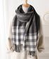 チェック柄マフラーレディース大判ストール 暖かいカシミヤ風マフラー リバーシブルフリンジマフラー大人可愛い ストライプ柄ひざ掛け秋冬肩掛け ネックウォーマー韓国風 2YUEQIAO-003