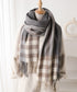 チェック柄マフラーレディース大判ストール 暖かいカシミヤ風マフラー リバーシブルフリンジマフラー大人可愛い ストライプ柄ひざ掛け秋冬肩掛け ネックウォーマー韓国風 2YUEQIAO-003