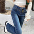 セミフレアデニムパンツ レディース 美脚 ベルト付き ストレッチパンツ ハイウエスト デニムスキニー 韓国風 フィット感 着やせ脚長 カジュアル ジーンズ レトロ 2AMIY-004