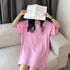 ロングtシャツ レディースビッグtシャツ シンプル チュニックロンT 半袖 カジュアル クルーネックカットソー 無地 ゆったりプルオーバー 体型カバーおしゃれ夏服 2AMIY-008