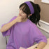 ロングtシャツ レディースビッグtシャツ シンプル チュニックロンT 半袖 カジュアル クルーネックカットソー 無地 ゆったりプルオーバー 体型カバーおしゃれ夏服 2AMIY-008