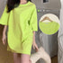 ロングtシャツ レディースビッグtシャツ シンプル チュニックロンT 半袖 カジュアル クルーネックカットソー 無地 ゆったりプルオーバー 体型カバーおしゃれ夏服 2AMIY-008