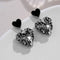 ハートピアス 韓国風 レディース黒ピアス ハートフレームピアス 結婚式 アクセサリー 耳飾り 輝くラインストーン キラキラピアス可愛い 大人上品ピアス カジュアル 2BOYU-001