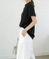ボーダーTシャツ 半袖チュニックTシャツ 綿混tシャツ クルーネックカットソー プルオーバー着やせ夏トップス おしゃれカジュアル シンプルロングtシャツ ゆったり 2CHENFAN-001