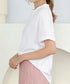 ボーダーTシャツ 半袖チュニックTシャツ 綿混tシャツ クルーネックカットソー プルオーバー着やせ夏トップス おしゃれカジュアル シンプルロングtシャツ ゆったり 2CHENFAN-001