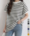 ボーダーTシャツ 半袖チュニックTシャツ 綿混tシャツ クルーネックカットソー プルオーバー着やせ夏トップス おしゃれカジュアル シンプルロングtシャツ ゆったり 2CHENFAN-001