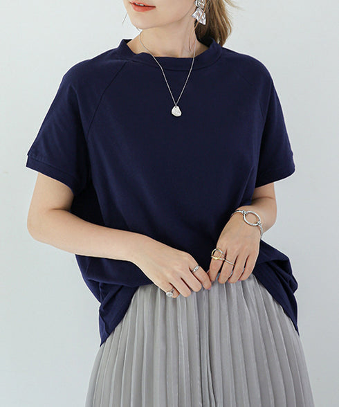 ボーダーTシャツ 半袖チュニックTシャツ 綿混tシャツ クルーネックカットソー プルオーバー着やせ夏トップス おしゃれカジュアル シンプルロングtシャツ ゆったり 2CHENFAN-001